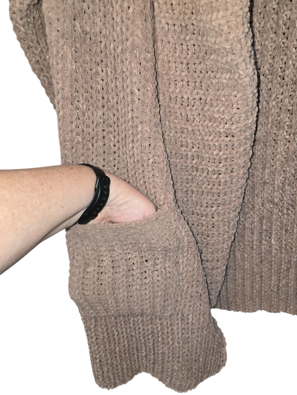 POL Soft Knit Open Front Slouchy Cardigan Oversized Mocha Taupe NWT Size Small - Picture 6 of 14